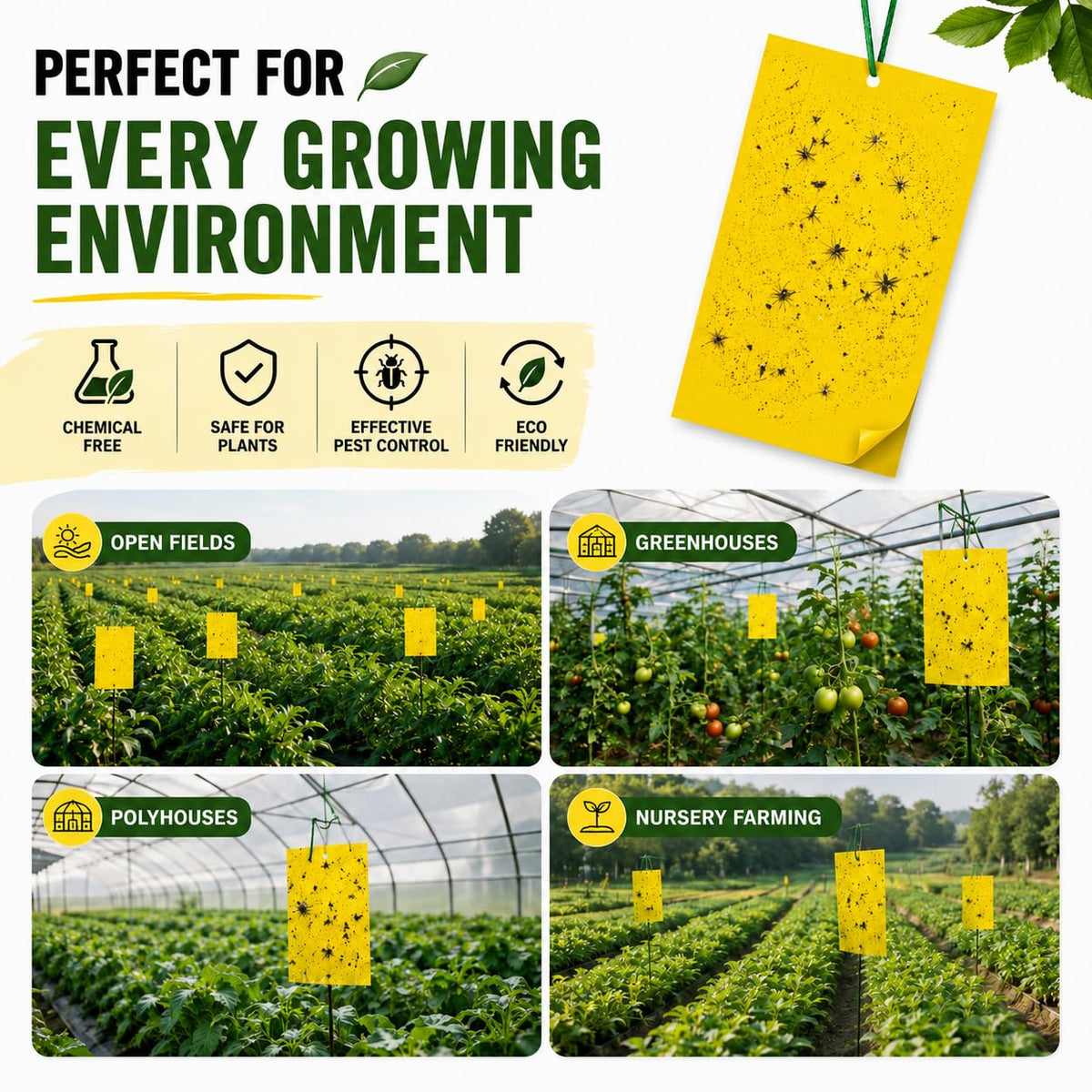 Yellow Sticky Traps for Insects-(Pack of 10) (CFT-17)