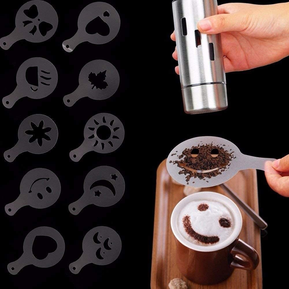 SYGA 16pcs Creative Nice Coffee Stencil Coffee Template Strew Spray Art Stencils(CFT-15)