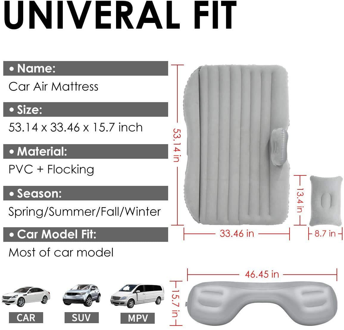 Premium Car Inflatable Bed with Pump & 2 Air Pillow (SVO_13)
